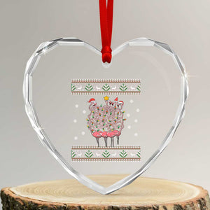 Funny Flamingo Family Xmas Light Tangled Heart Crystal Glass Ornament TS09 Transparent Glass 3'' Heart Print Your Wear