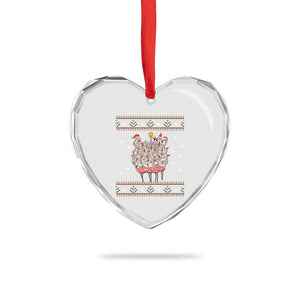 Funny Flamingo Family Xmas Light Tangled Heart Crystal Glass Ornament TS09 Print Your Wear