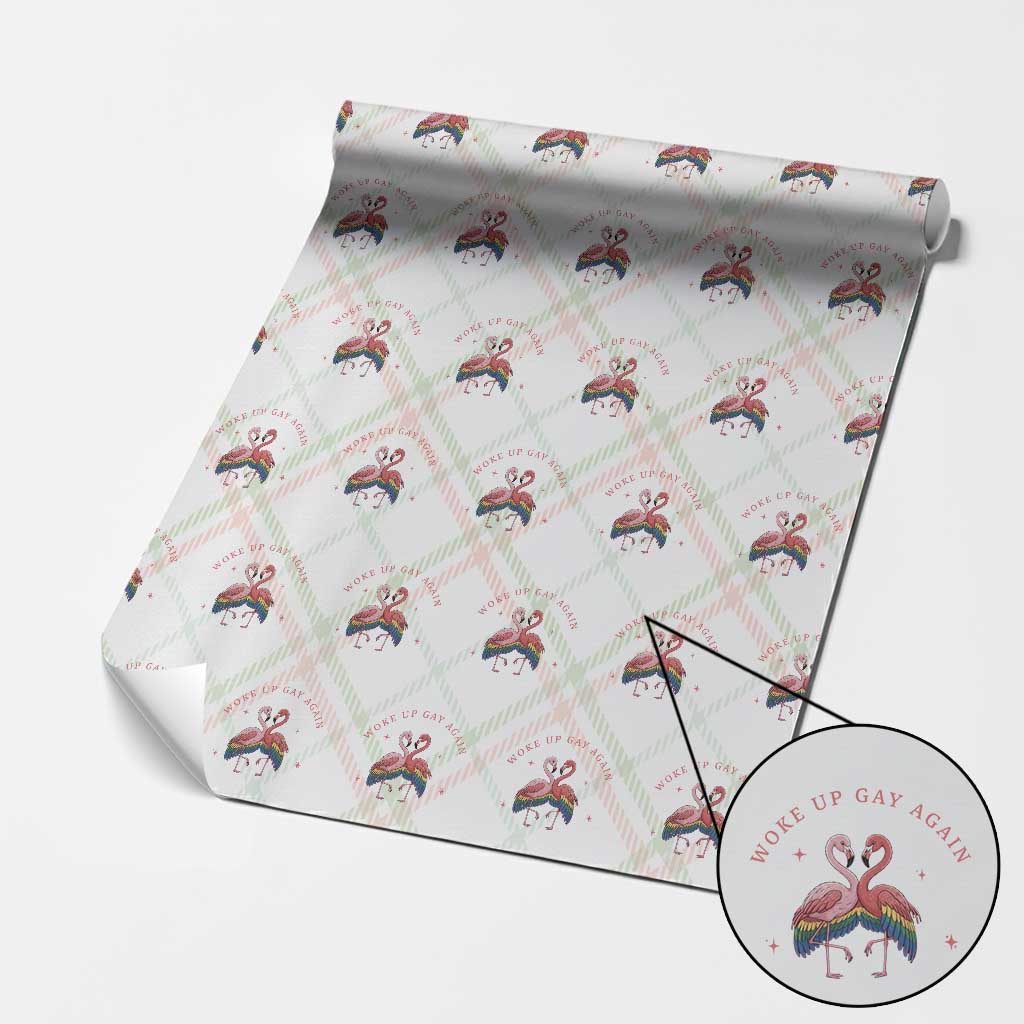 Funny Flamingos Woke Up Gay Again Wrapping Paper Roll Gift For Queer Bird Lovers TS12 Christmas Plaid Print Your Wear