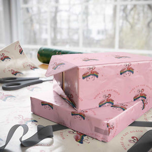 Funny Flamingos Woke Up Gay Again Wrapping Paper Roll Gift For Queer Bird Lovers TS12 Light Pink Print Your Wear