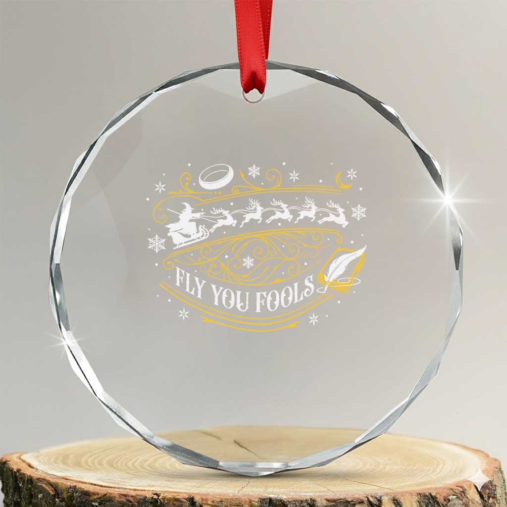 Funny Fly You Fools Christmas Crystal Glass Ornament Fantasy Movie Wizard Santa Sleigh TS11 Transparent Glass 3'' Circle Print Your Wear