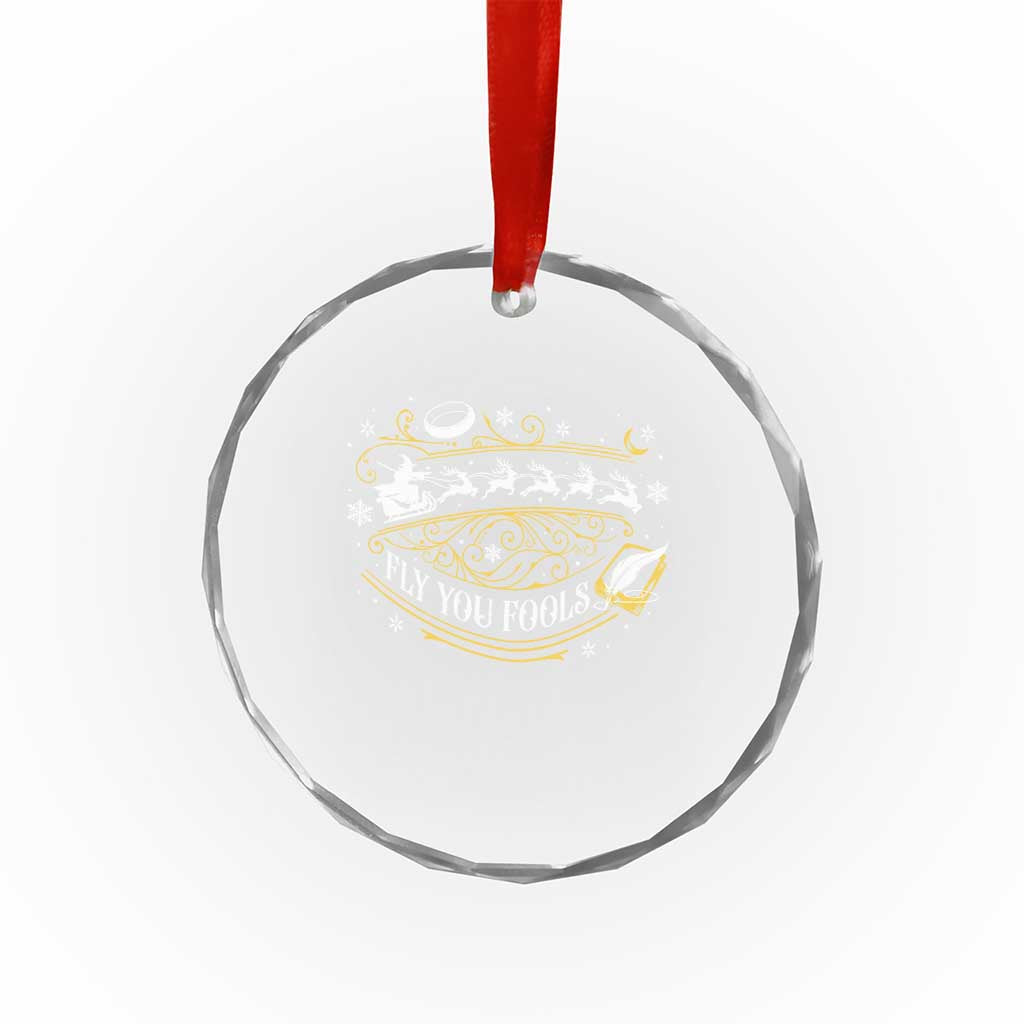Funny Fly You Fools Christmas Crystal Glass Ornament Fantasy Movie Wizard Santa Sleigh TS11 Print Your Wear