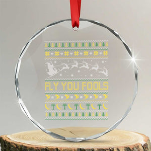 Funny Fly You Fools Christmas Crystal Glass Ornament Fantasy Movie Xmas Wizard Santa TS11 Transparent Glass 3'' Circle Print Your Wear