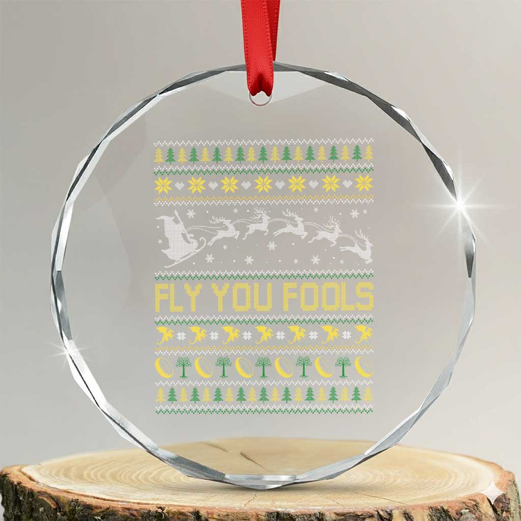 Funny Fly You Fools Christmas Crystal Glass Ornament Fantasy Movie Xmas Wizard Santa TS11 Transparent Glass 3'' Circle Print Your Wear