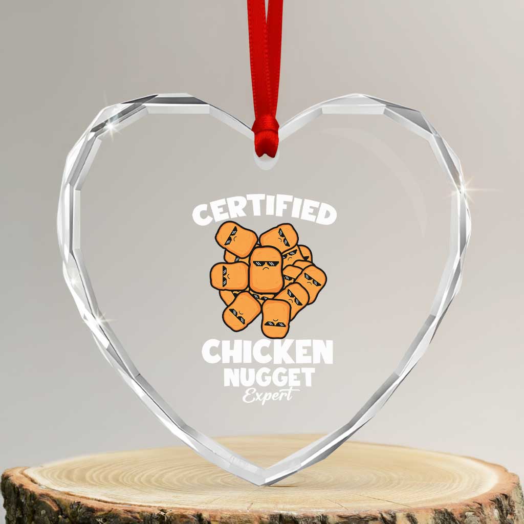 Funny Food Lover Gift Heart Crystal Glass Ornament Certified Chicken Nugget Expert TS12 Transparent Glass 3'' Heart Print Your Wear
