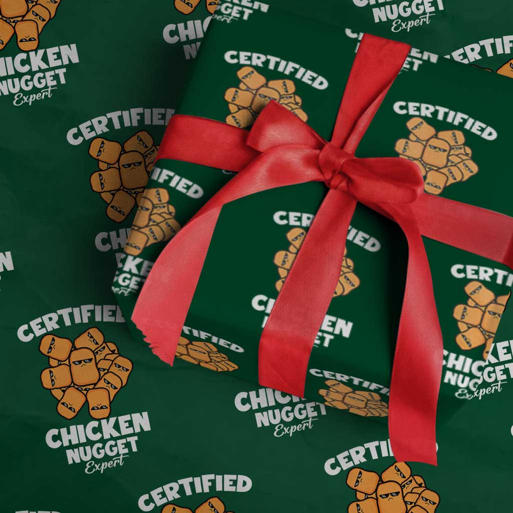 Funny Food Lover Gift Wrapping Paper Roll Certified Chicken Nugget Expert TS12 Green Print Your Wear