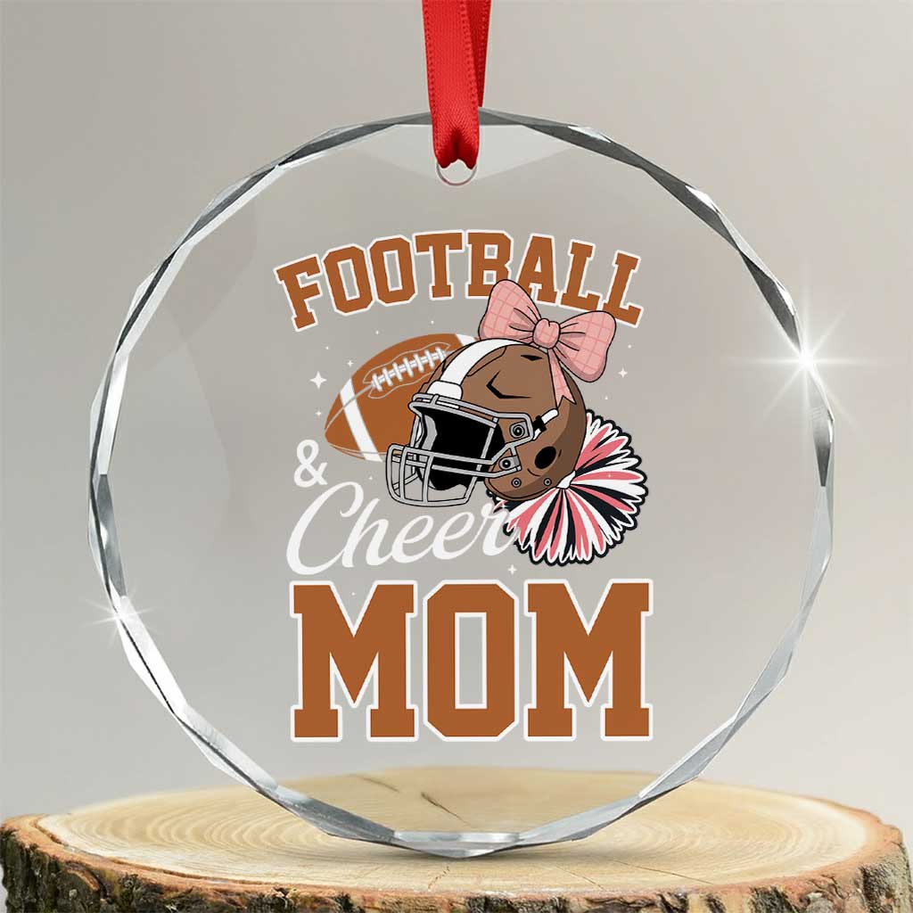 Funny Football And Cheer Mom Quote Crystal Glass Ornament Sports Season Gift TS12 Transparent Glass 3'' Circle Print Your Wear