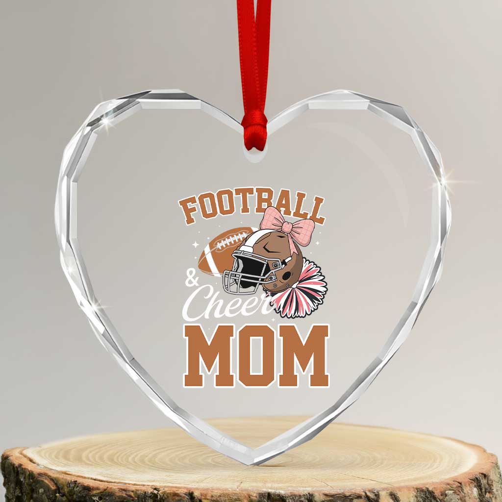 Funny Football And Cheer Mom Quote Heart Crystal Glass Ornament Sports Season Gift TS12 Transparent Glass 3'' Heart Print Your Wear
