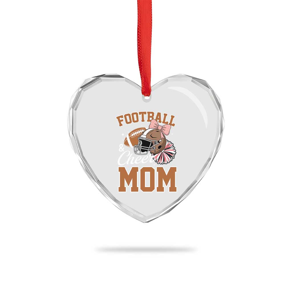 Funny Football And Cheer Mom Quote Heart Crystal Glass Ornament Sports Season Gift TS12 Print Your Wear