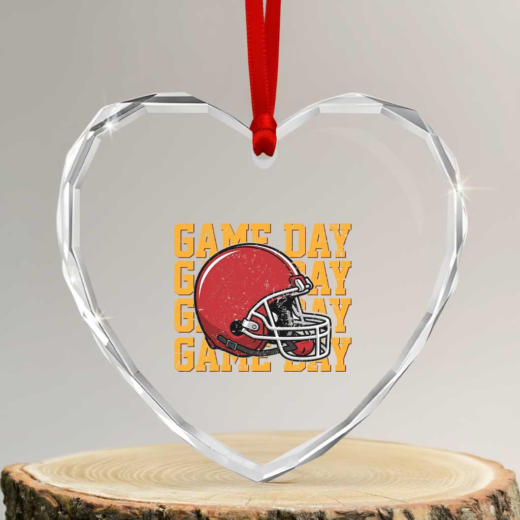 Funny Football Helmet Heart Crystal Glass Ornament Game Day Sport Lover Gift TS12 Transparent Glass 3'' Heart Print Your Wear