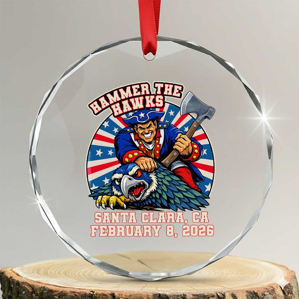 Funny Football Rivarly Crystal Glass Ornament Hammer The Hawk New England Minutemen Championship TS11 Transparent Glass 3'' Circle Print Your Wear