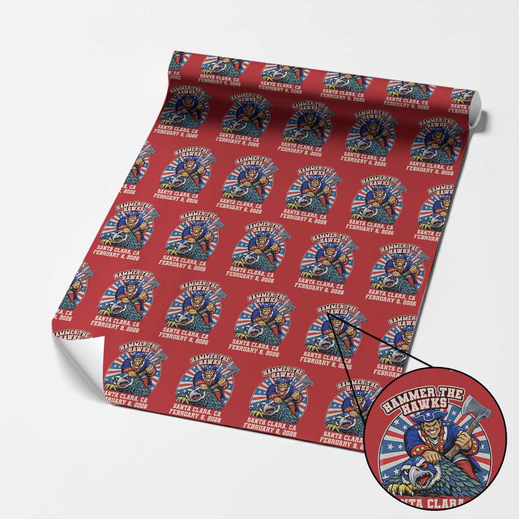Funny Football Rivarly Wrapping Paper Roll Hammer The Hawk New England Minutemen Championship TS11 Red Print Your Wear