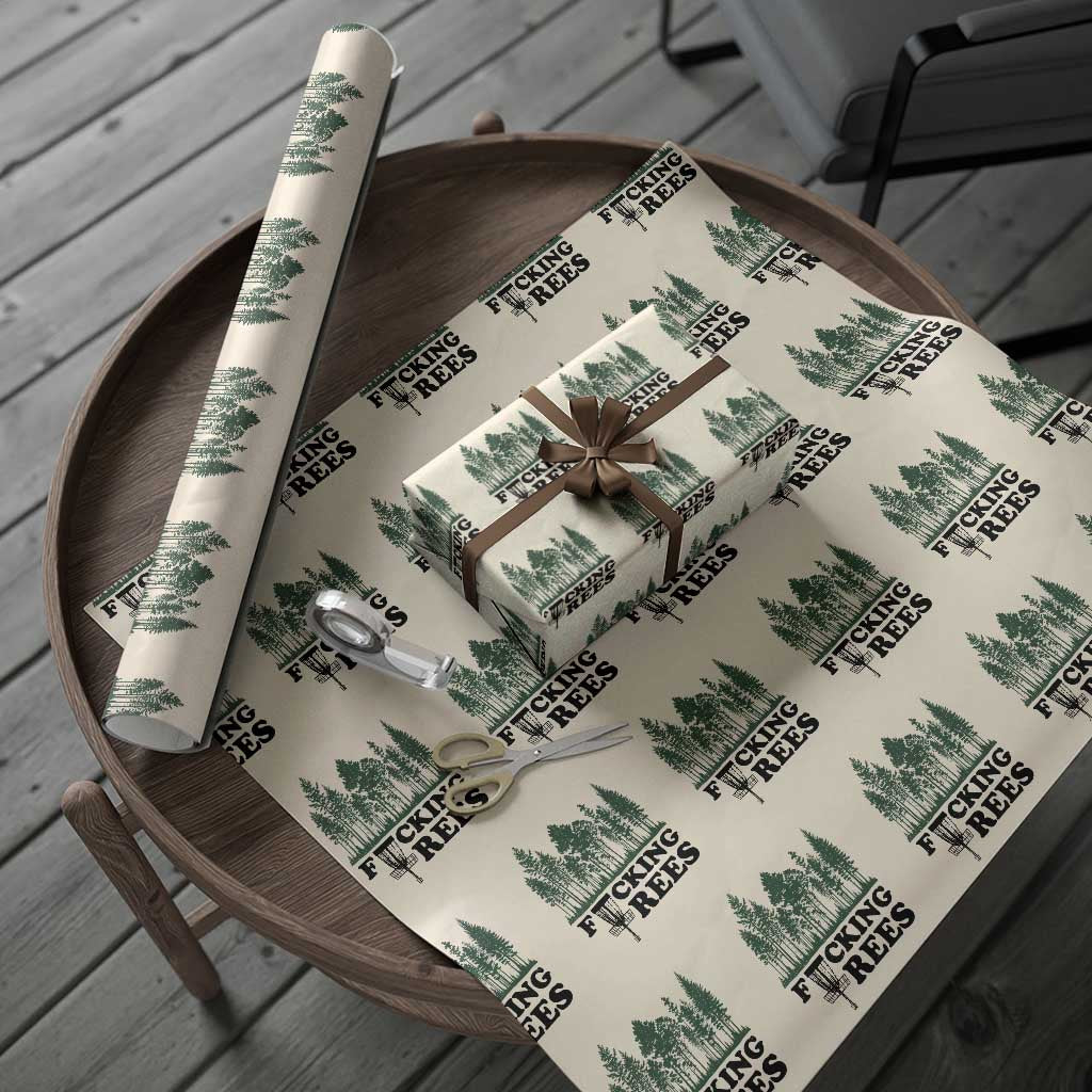 Funny Forest Disc Golf Humor Fcking Trees Wrapping Paper Roll TS02 Beige Print Your Wear