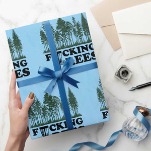 Funny Forest Disc Golf Humor Fcking Trees Wrapping Paper Roll TS02 Light Blue Print Your Wear