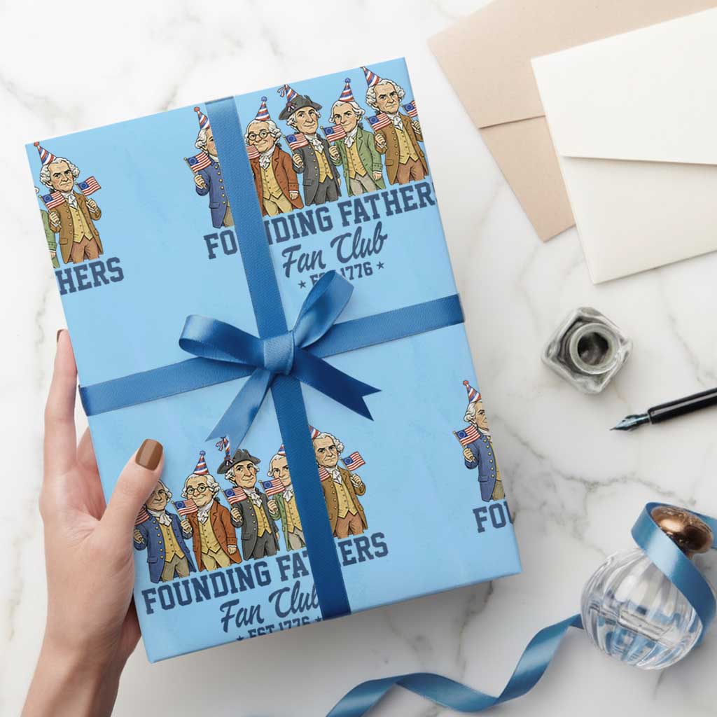 Funny Founding Fathers Fan Club Wrapping Paper Roll American History Lovers TS12 Light Blue Print Your Wear