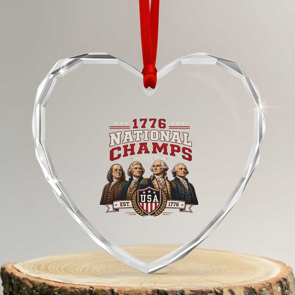 Funny Founding Fathers USA 250th Anniversary Heart Crystal Glass Ornament 1776 Championship Parody American Flag Vintage Patriotic Humor TS10 Transparent Glass 3'' Heart Print Your Wear
