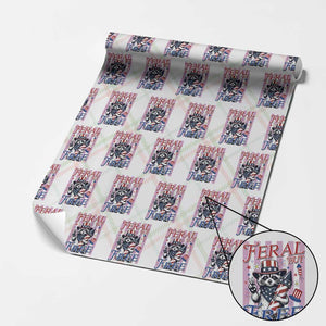 Funny Fourth Of July Raccoon Wrapping Paper Roll Feral But Free