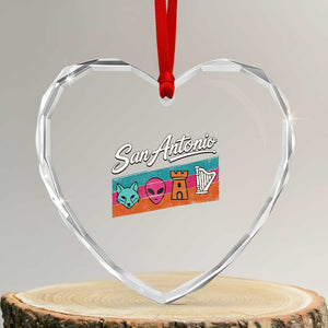 Funny Fox Alien Castle Harper Meme Heart Crystal Glass Ornament San Antonio Texas Pride Sports Fan