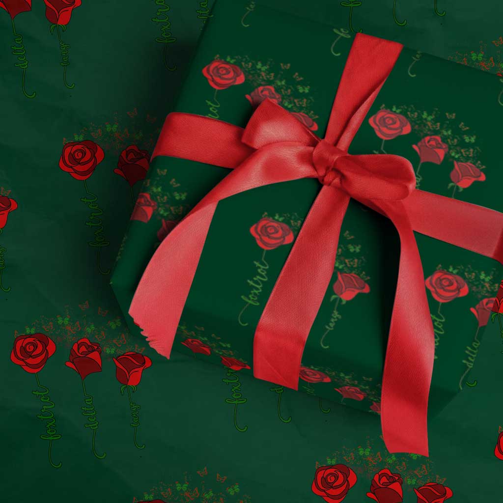 Funny Foxtrot Delta Tango Wrapping Paper Roll Vintage Rose Flowers Butterfly TS11 Green Print Your Wear