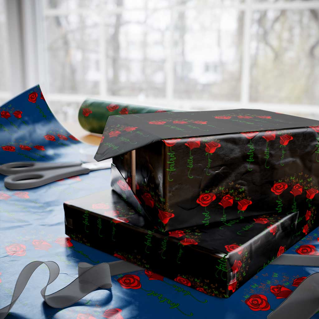 Funny Foxtrot Delta Tango Wrapping Paper Roll Vintage Rose Flowers Butterfly - Print Your Wear