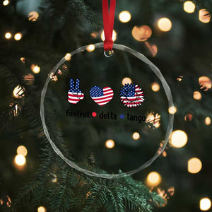 Funny Foxtrots Delta Tangos Crystal Glass Ornament American Flag Peace Sign Heart Sunflower TS02 Print Your Wear