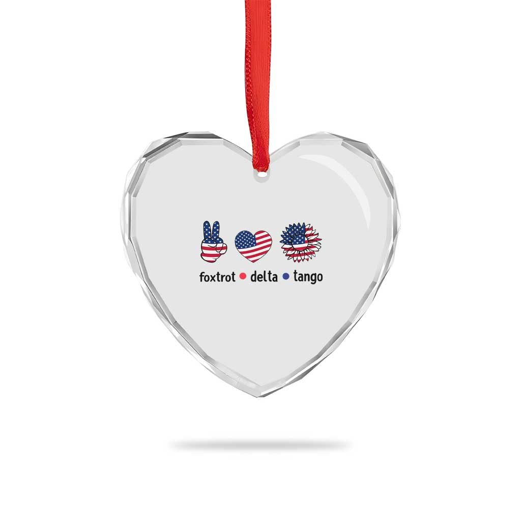Funny Foxtrots Delta Tangos Heart Crystal Glass Ornament American Flag Peace Sign Heart Sunflower TS02 Print Your Wear