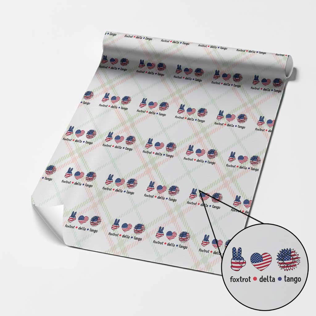 Funny Foxtrots Delta Tangos Wrapping Paper Roll American Flag Peace Sign Heart Sunflower TS02 Christmas Plaid Print Your Wear