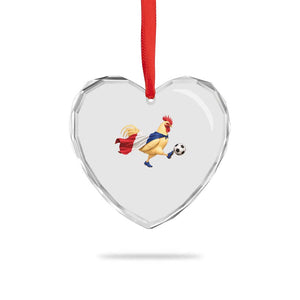 Funny France Soccer Heart Crystal Glass Ornament Rooster Wearing French Flag Patriotic Football Fan Graphic TS10 Print Your Wear