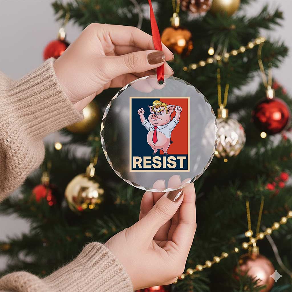 Funny Freedom Pig Resistance Movement Political Satire Meme Gift Crystal Glass Ornament - Print Your Wear