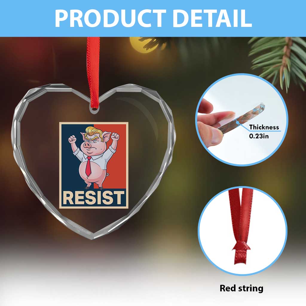 Funny Freedom Pig Resistance Movement Political Satire Meme Gift Heart Crystal Glass Ornament TS12 Print Your Wear