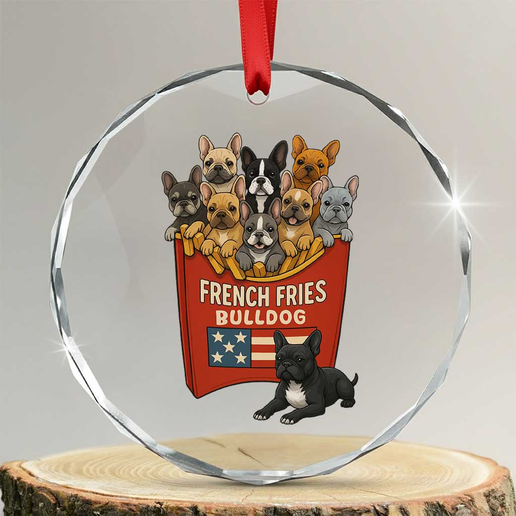 Funny French Fries Bulldog Crystal Glass Ornament Dog Lover Gift TS12 Transparent Glass 3'' Circle Print Your Wear