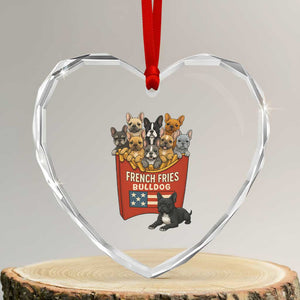 Funny French Fries Bulldog Heart Crystal Glass Ornament Dog Lover Gift TS12 Transparent Glass 3'' Heart Print Your Wear