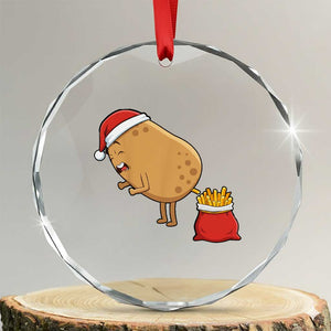 Funny French Fries Christmas Crystal Glass Ornament Potato Food Eaters TS14 Transparent Glass 3'' Circle Print Your Wear