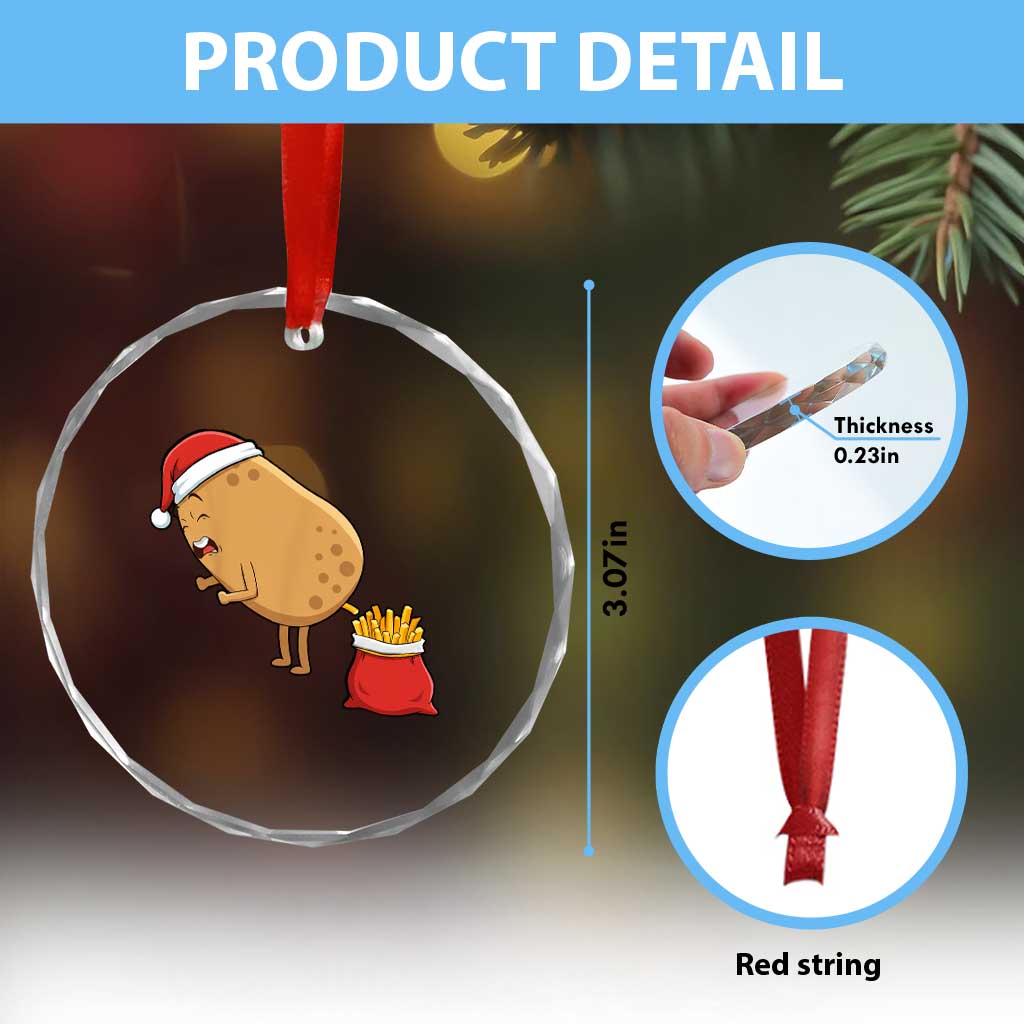 Funny French Fries Christmas Crystal Glass Ornament Potato Food Eaters TS14 Print Your Wear