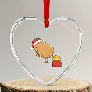 Funny French Fries Christmas Heart Crystal Glass Ornament Potato Food Eaters TS14 Transparent Glass 3'' Heart Print Your Wear