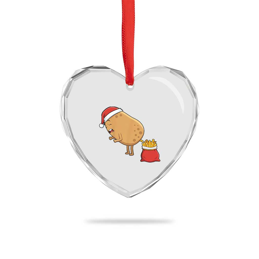 Funny French Fries Christmas Heart Crystal Glass Ornament Potato Food Eaters TS14 Print Your Wear