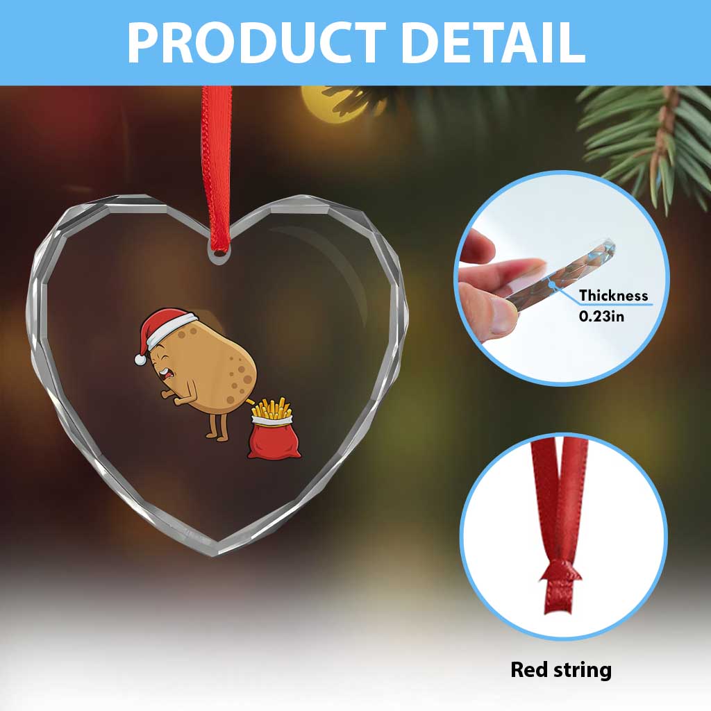 Funny French Fries Christmas Heart Crystal Glass Ornament Potato Food Eaters TS14 Print Your Wear