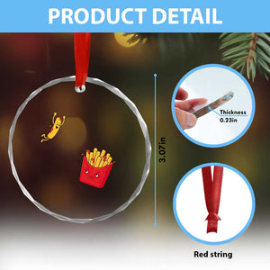 Funny French Fry Jumping Into Fries Box Crystal Glass Ornament Fast Food Lover