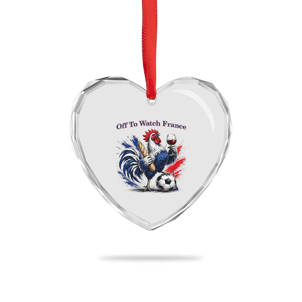 Funny French Rooster Soccer Fan Heart Crystal Glass Ornament Off To Watch France TS12 Print Your Wear