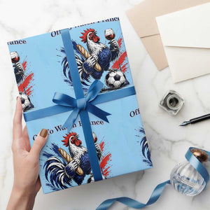 Funny French Rooster Soccer Fan Wrapping Paper Roll Off To Watch France TS12 Light Blue Print Your Wear