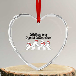 Funny Fresno Nightcrawlers Christmas Gift Heart Crystal Glass Ornament Walking In A Cryptid Wonderland TS12 Transparent Glass 3'' Heart Print Your Wear