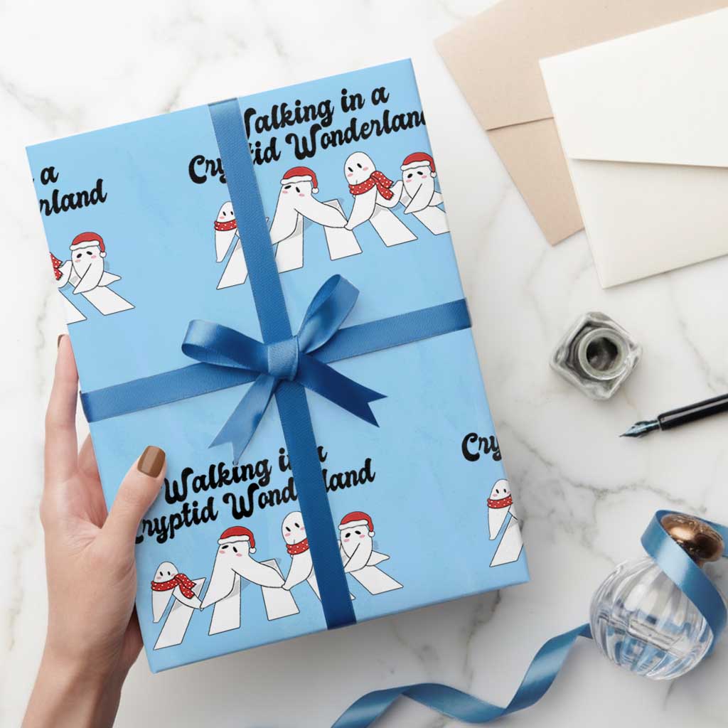 Funny Fresno Nightcrawlers Christmas Gift Wrapping Paper Roll Walking In A Cryptid Wonderland TS12 Light Blue Print Your Wear
