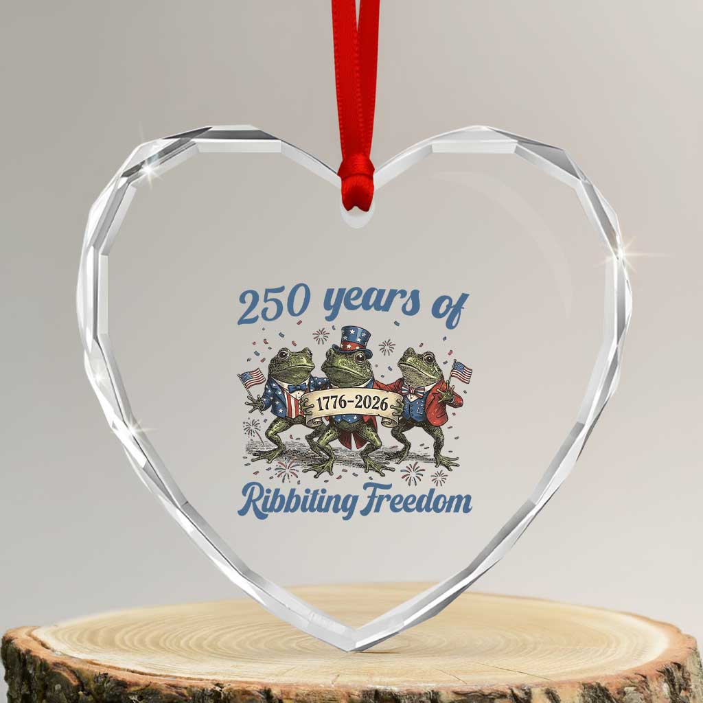 Funny Frog 250 Years Of Ribbiting Freedom Heart Crystal Glass Ornament TS12 Transparent Glass 3'' Heart Print Your Wear