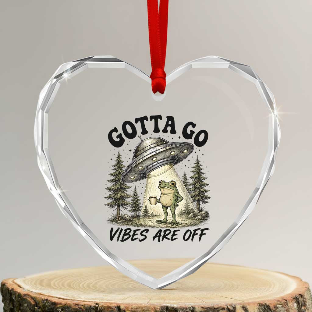 Funny Frog Alien Abduction Heart Crystal Glass Ornament Gotta Go Vibes Are Off UFO Forest TS11 Transparent Glass 3'' Heart Print Your Wear