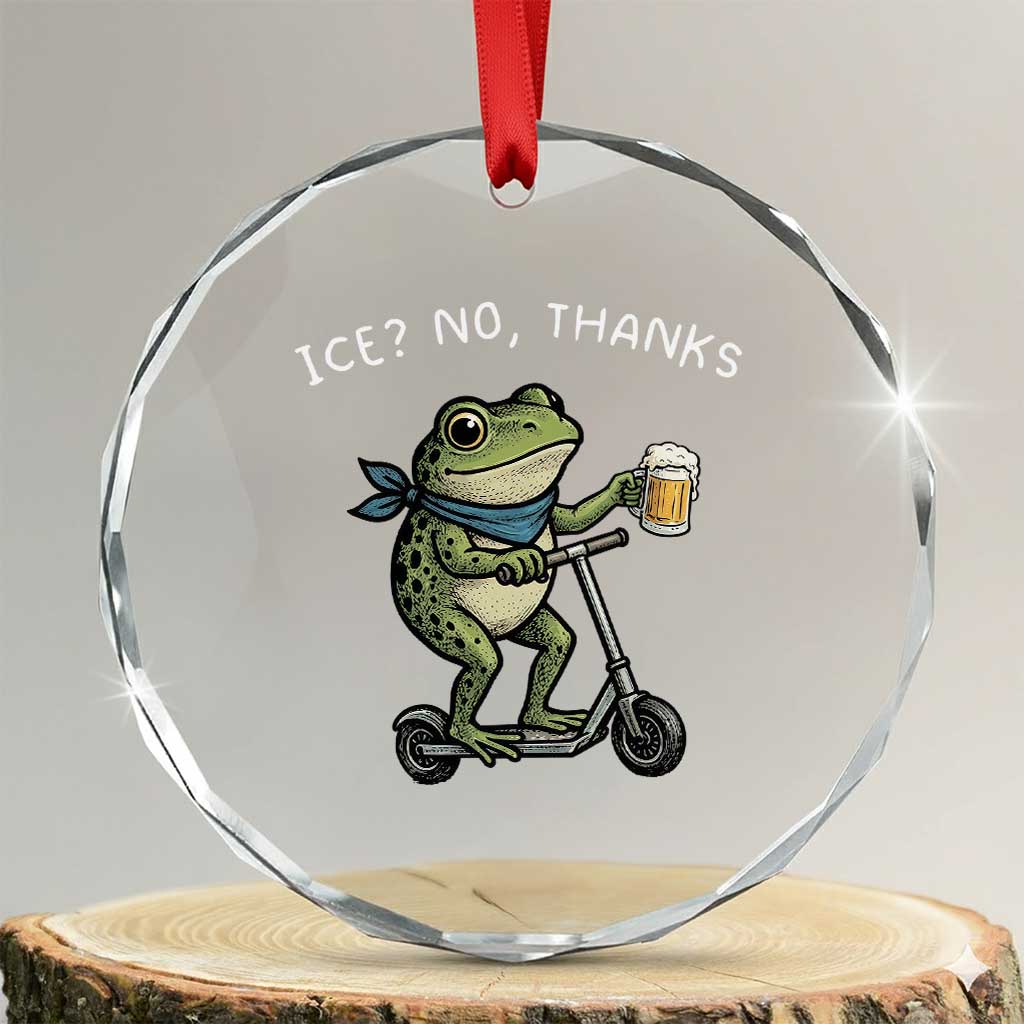 Funny Frog Anti ICE Political Protest Crystal Glass Ornament Ice? No Thanks TS14 Transparent Glass 3'' Circle Print Your Wear
