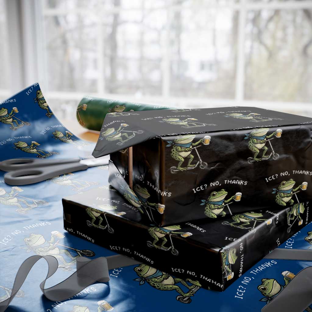 Funny Frog Anti ICE Political Protest Wrapping Paper Roll Ice? No Thanks TS14 Black Print Your Wear