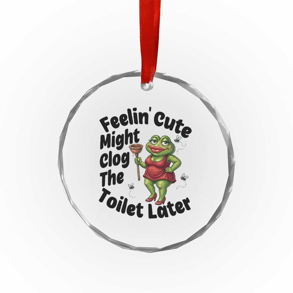 Funny Frog Bathroom Jokes Crystal Glass Ornament Feeling Cute Might Clog The Toilet Later TS12 Print Your Wear