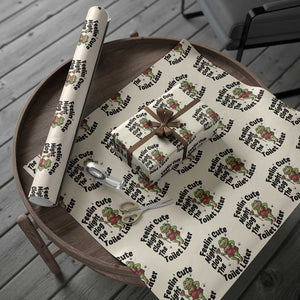Funny Frog Bathroom Jokes Wrapping Paper Roll Feeling Cute Might Clog The Toilet Later TS12 Beige Print Your Wear