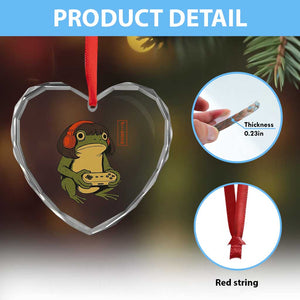 Funny Frog Bob Haircut Gamer Meme Heart Crystal Glass Ornament Game Lover TS12 Print Your Wear