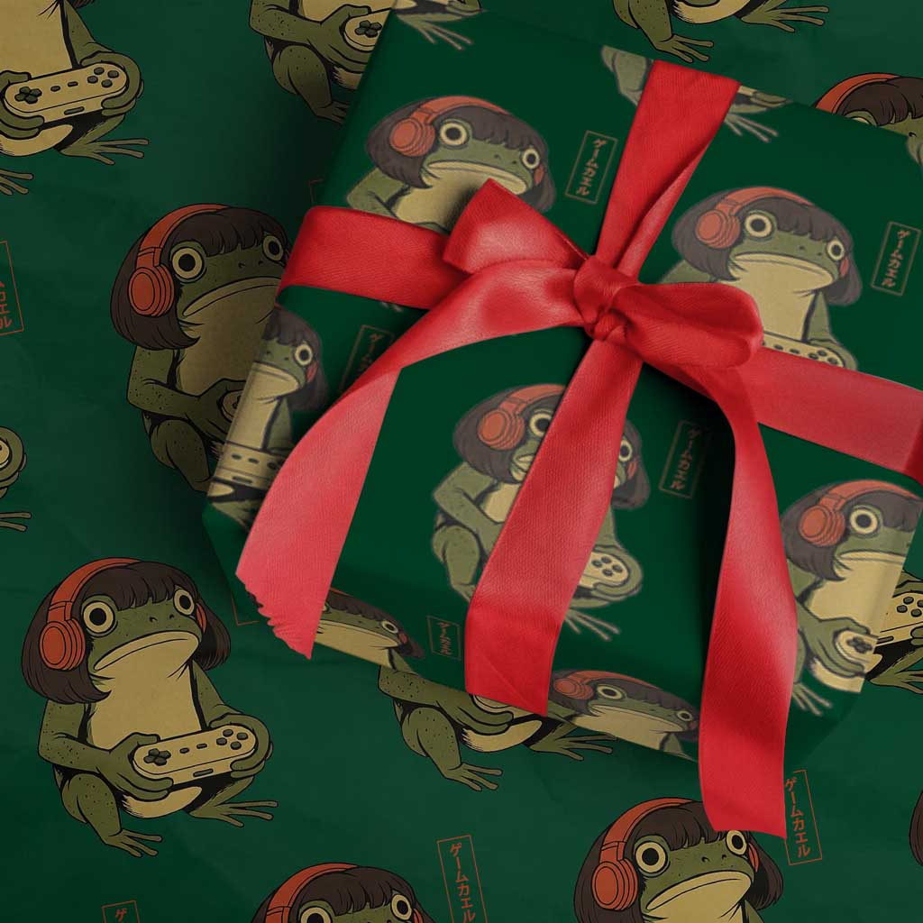Funny Frog Bob Haircut Gamer Meme Wrapping Paper Roll Game Lover TS12 Green Print Your Wear